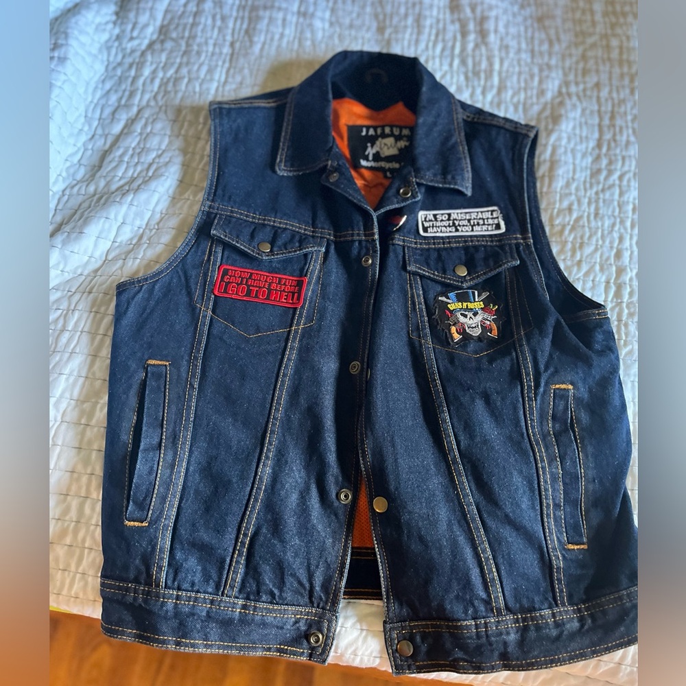 Jafrum Motorcycle Gear Denim Vest with Patches